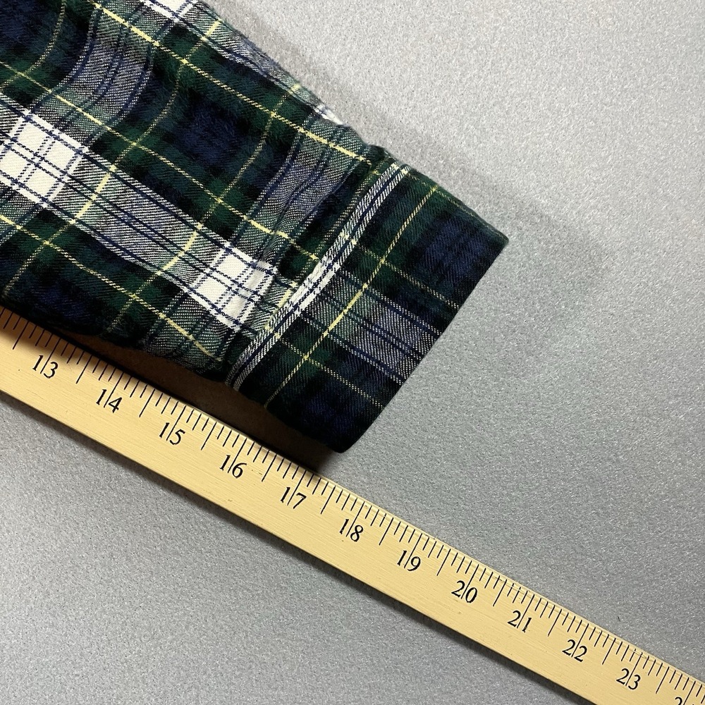 LL Bean Relaxed Fit Sherpa Lined Plaid Flannel Hoodie Jacket Green Cream Women M - Picture 8 of 9